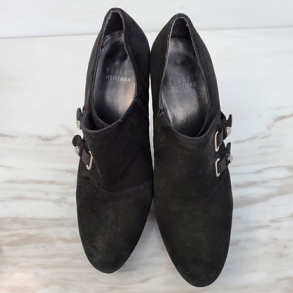 STUARR WEITZMAN WOMEN'S PLATFORM BOOTIES SIZE 6M BLACK 4" HEEL